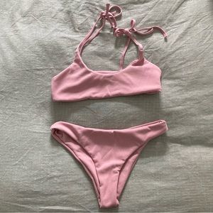 Pink Ribbed Bikini